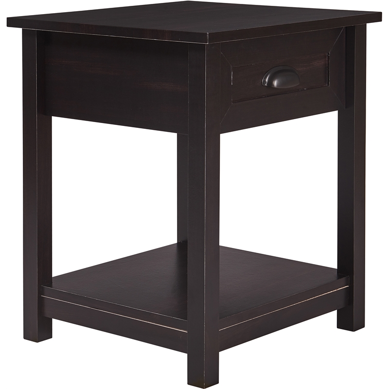 ClickDecor Bailey Nightstand with 1 Drawer and Display Shelf Black