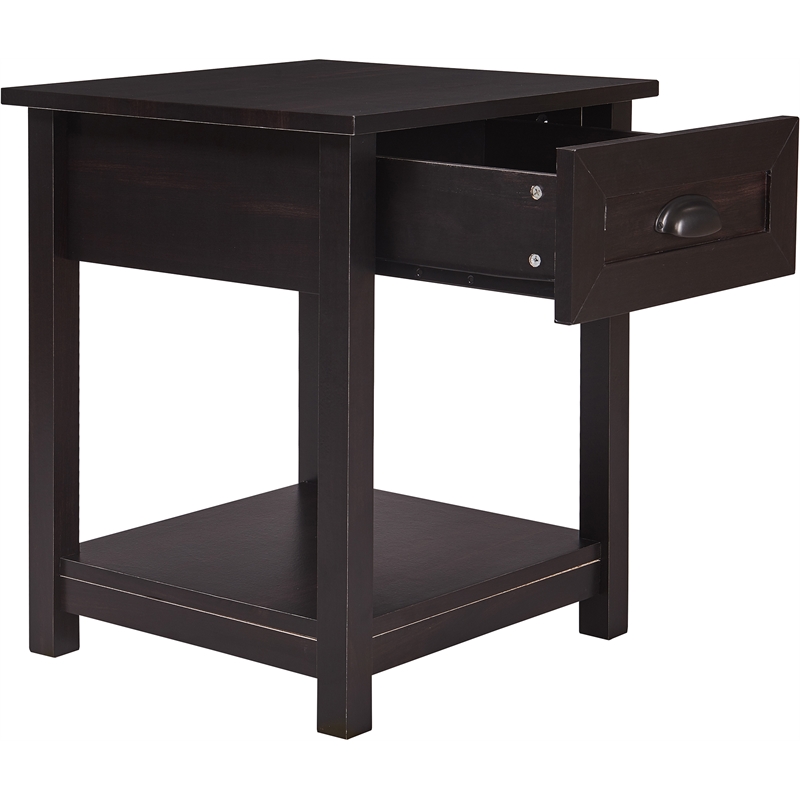 ClickDecor Bailey Nightstand with 1 Drawer and Display Shelf Black