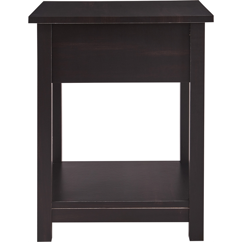 ClickDecor Bailey Nightstand with 1 Drawer and Display Shelf Black