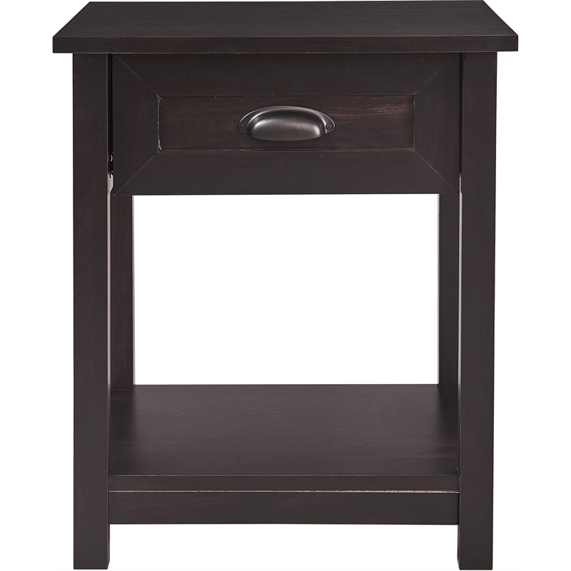 ClickDecor Bailey Nightstand with 1 Drawer and Display Shelf Black
