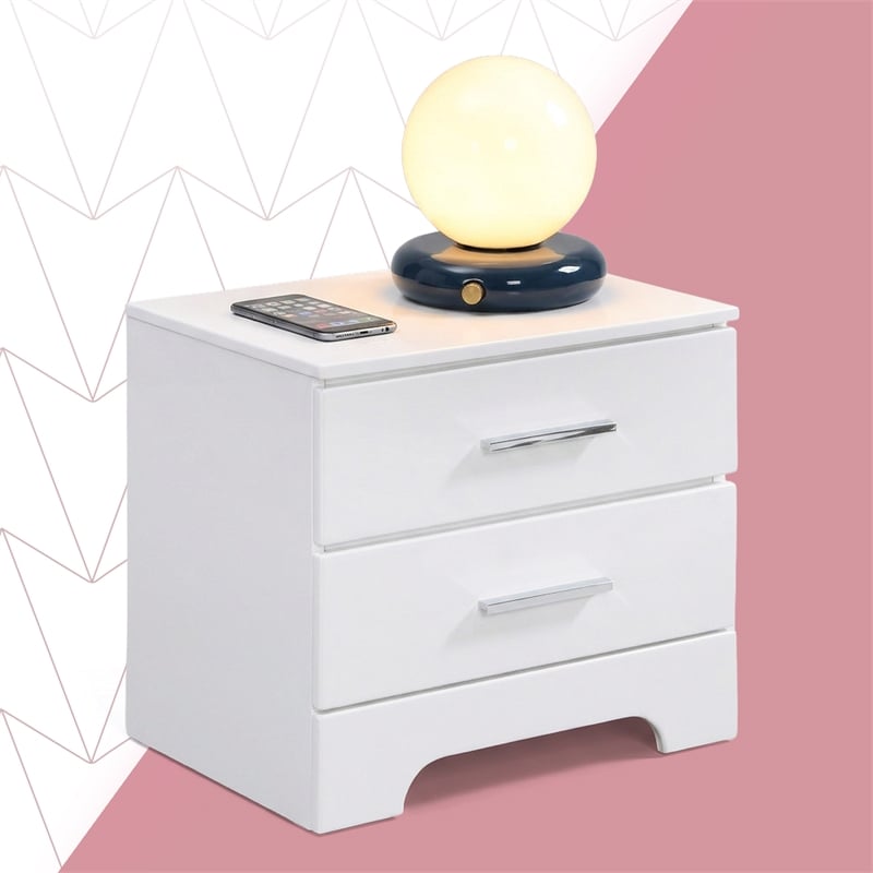 ClickDecor Hudson 2 Drawer Nightstand White