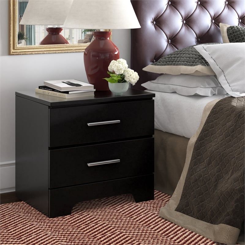 ClickDecor Hudson 2 Drawer Nightstand Black