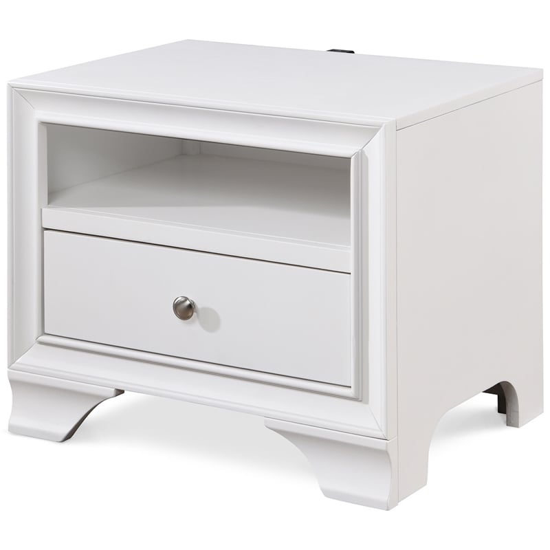 ClickDecor Edmond 1 Drawer Nightstand with USB White