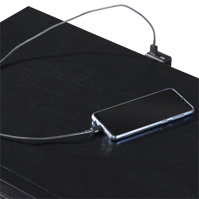 ClickDecor Edmond 1 Drawer Nightstand with USB Black