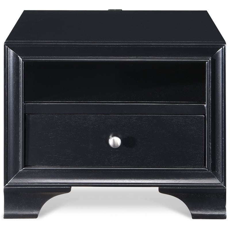 ClickDecor Edmond 1 Drawer Nightstand with USB Black