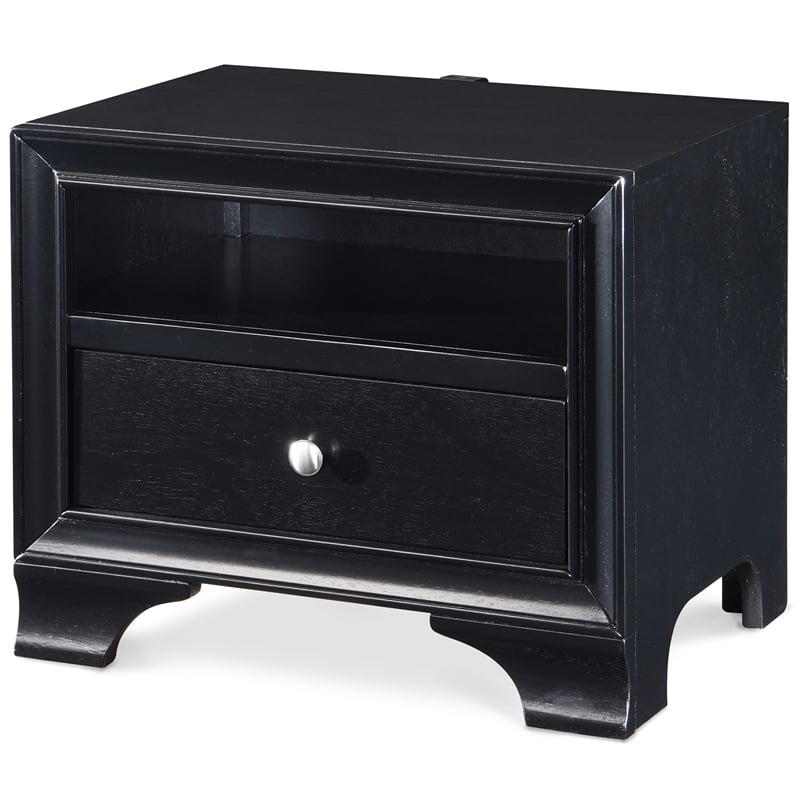 ClickDecor Edmond 1 Drawer Nightstand with USB Black