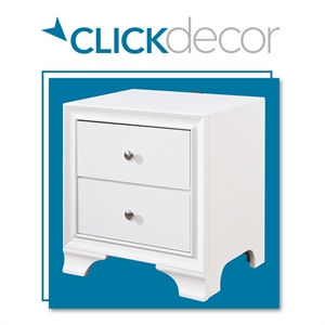 clickdecor edmond 2 drawer nightstand with usb white