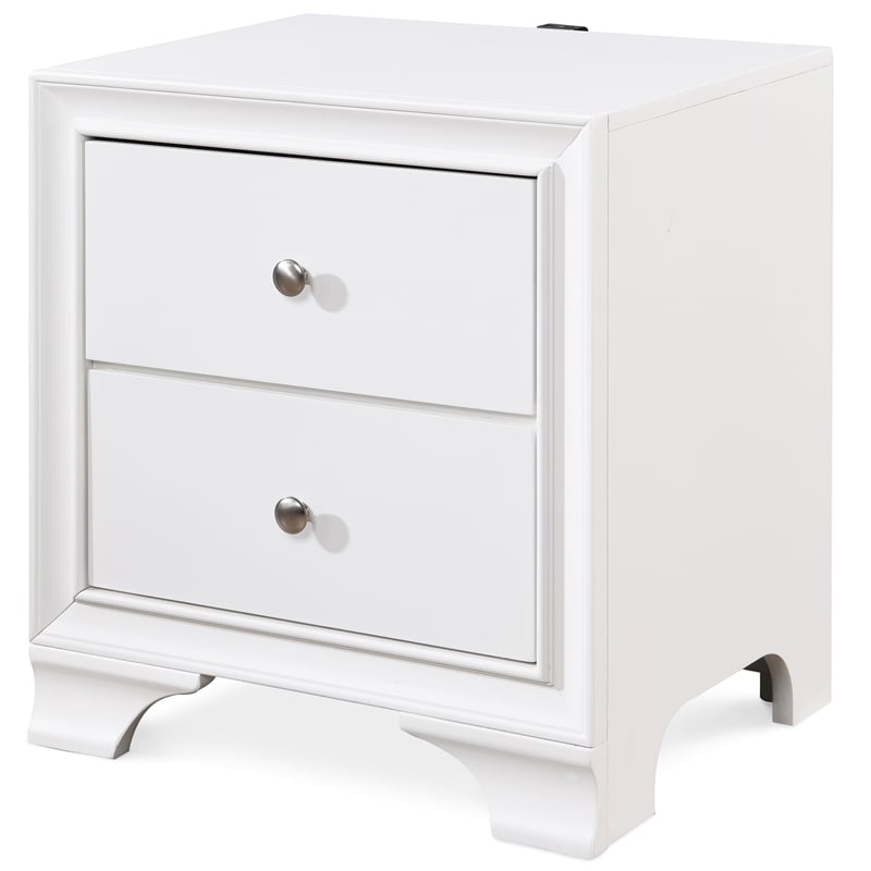 ClickDecor Edmond 2 Drawer Nightstand with USB White