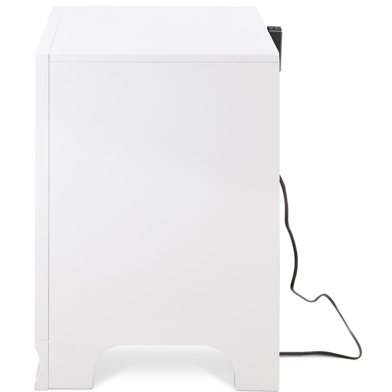 ClickDecor Edmond 2 Drawer Nightstand with USB White