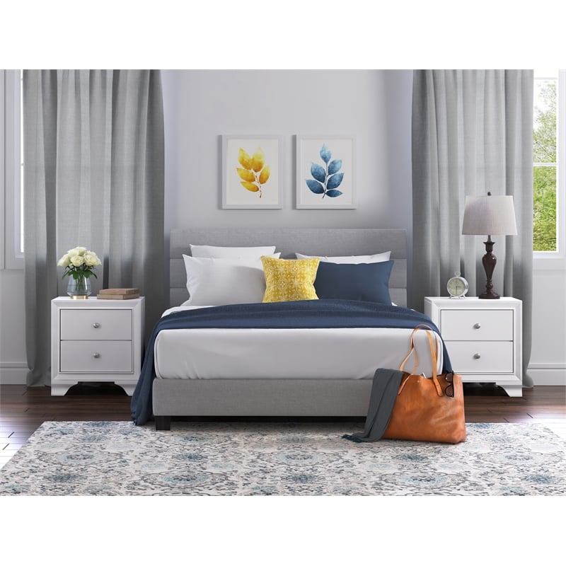 ClickDecor Edmond 2 Drawer Nightstand with USB White