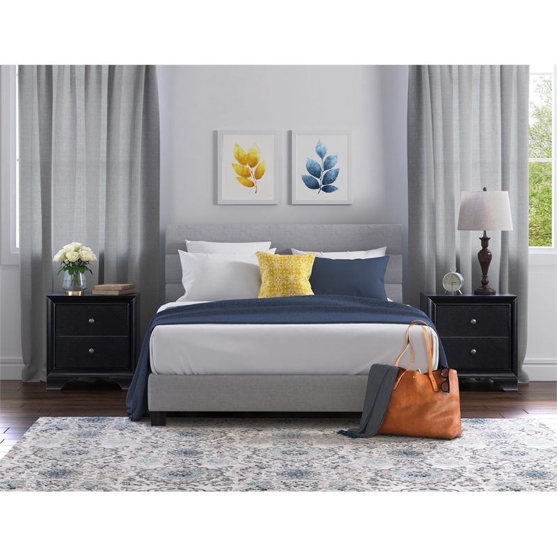 ClickDecor Edmond 2 Drawer Nightstand with USB Black
