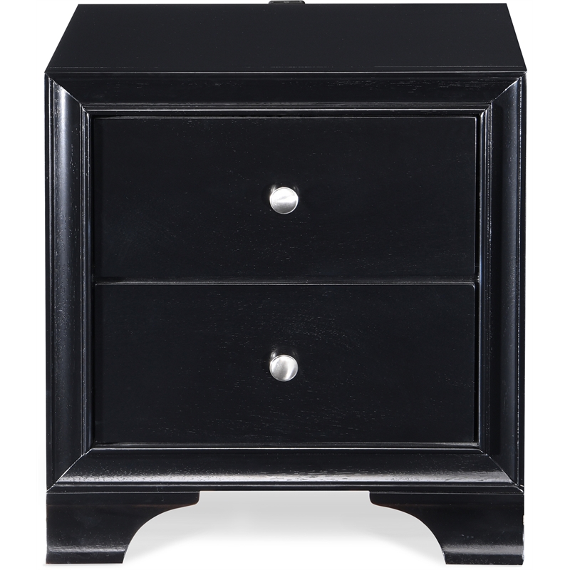 ClickDecor Edmond 2 Drawer Nightstand with USB Black