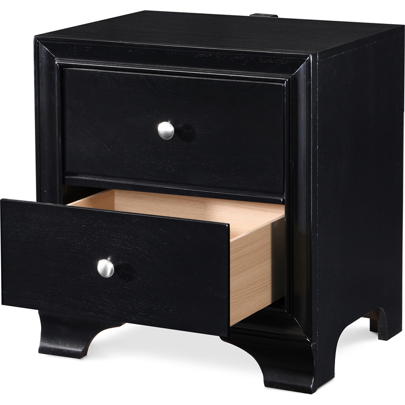 ClickDecor Edmond 2 Drawer Nightstand with USB Black