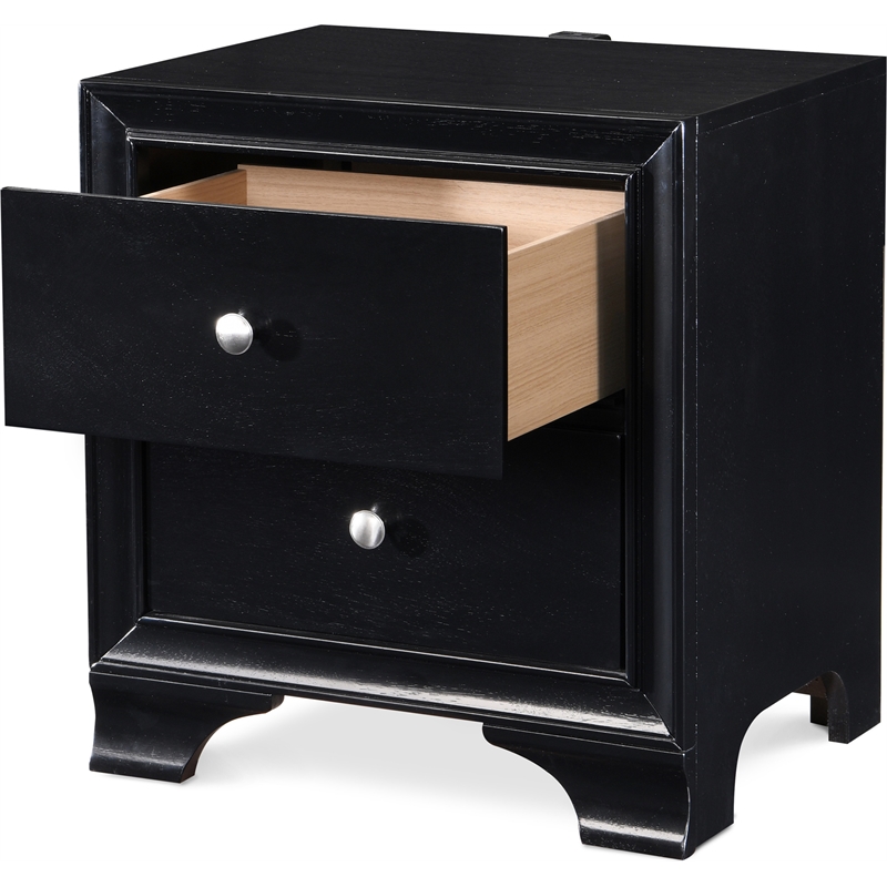 ClickDecor Edmond 2 Drawer Nightstand with USB Black