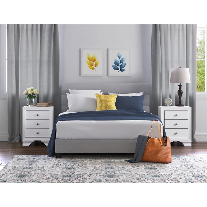 ClickDecor Edmond 3 Drawer Nightstand with USB White