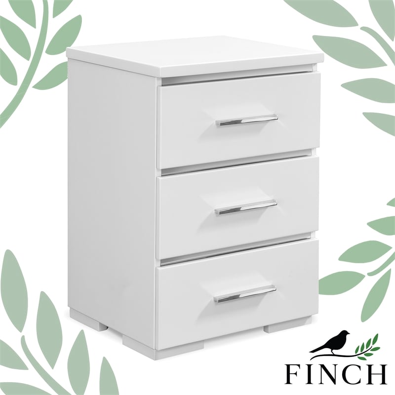 Finch Belmont 3 Drawer Nightstand White