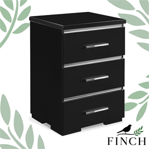 finch belmont 3 drawer nightstand black