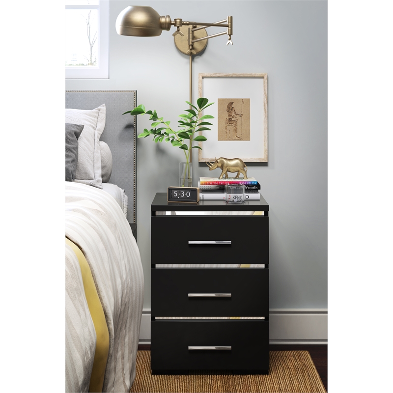 Finch Belmont 3 Drawer Nightstand Black