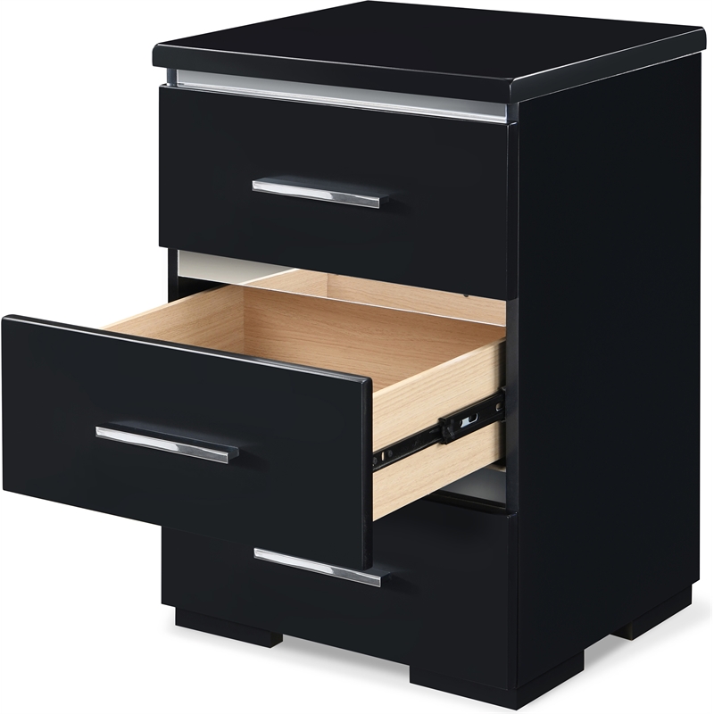 Finch Belmont 3 Drawer Nightstand Black