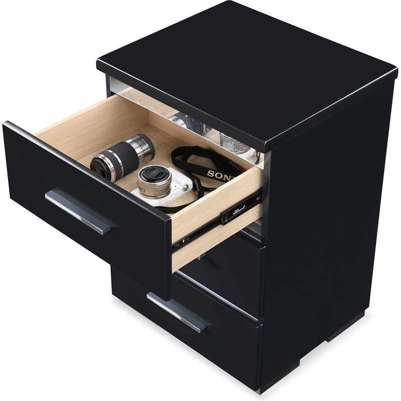 Finch Belmont 3 Drawer Nightstand Black