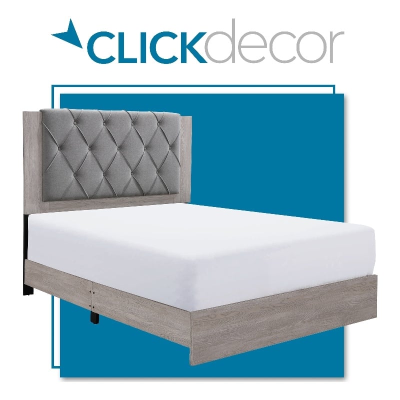 ClickDecor Kenton Platform Bed Queen Size Light Gray