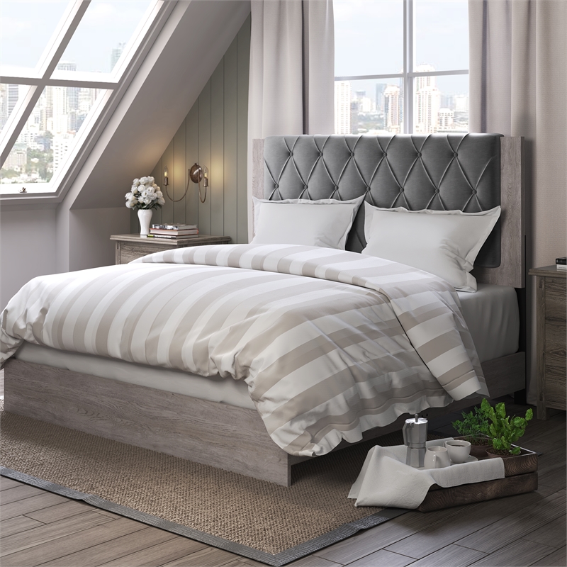 ClickDecor Kenton Platform Bed Queen Size Light Gray