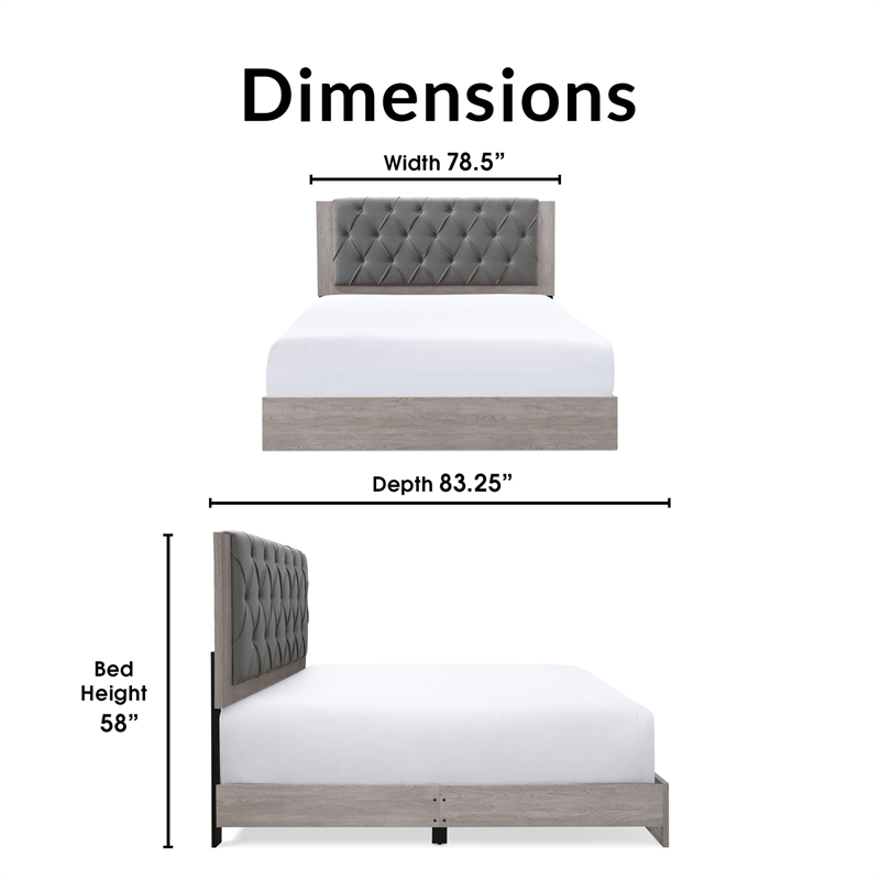 ClickDecor Kenton Platform King Bed in Light Gray