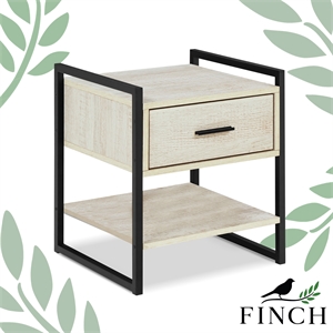 finch morris 1-drawer nightstand weathered white