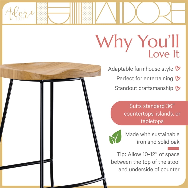 Adore Decor Mason Counter Stool Light Beige
