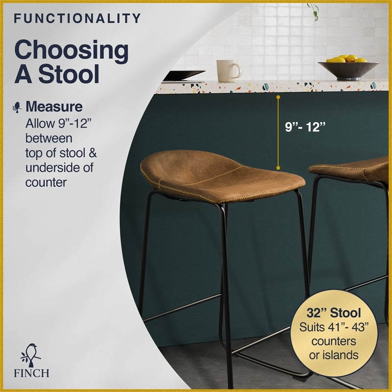 Finch Landon Bar Stool in Brown (Set of 2)