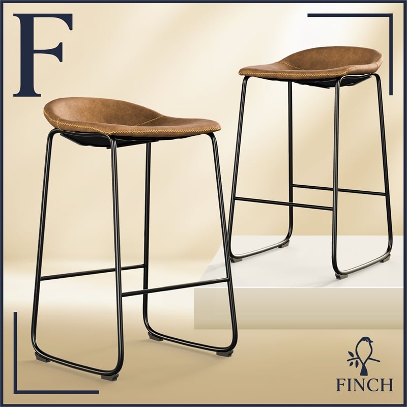 Finch Landon Bar Stool in Brown (Set of 2)