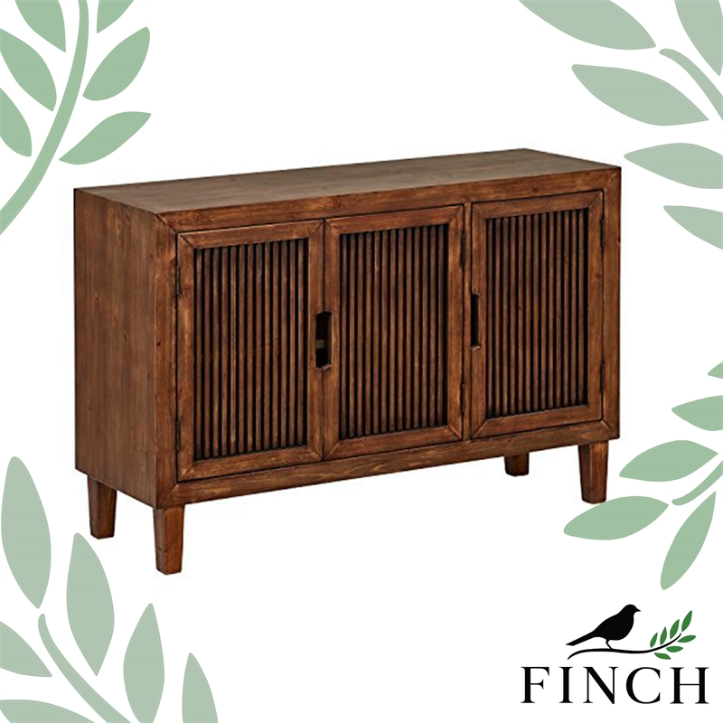 Finch Sawyer Solid Ash Wood Frame 3-Doors Cabinet in Brown