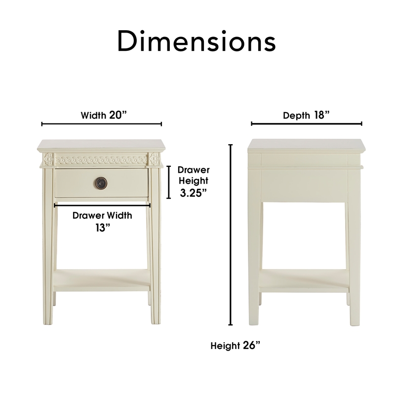 Finch Westport 1 Drawer End Table Vintage Cream
