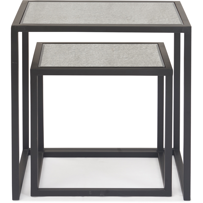 Finch Gramercy Black Mirrored Accent Table Set of 2