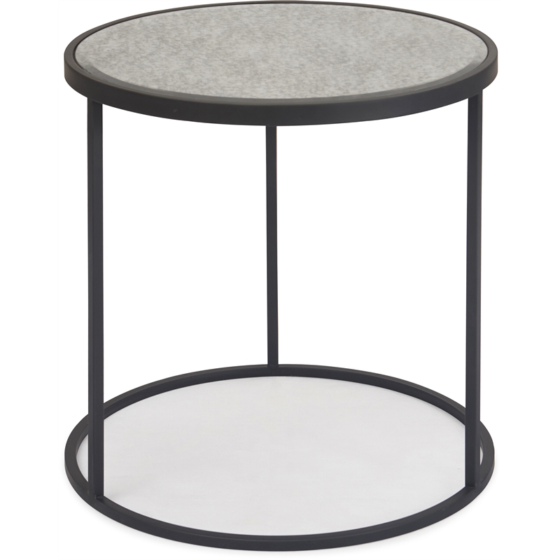 Finch Gramercy Round Mirrored Side Table Black