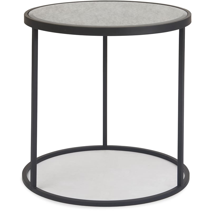 Finch Gramercy Round Mirrored Side Table Black