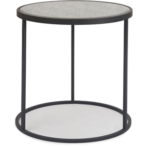 finch gramercy round mirrored side table black