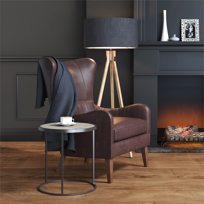 Finch Gramercy Round Mirrored Side Table Black