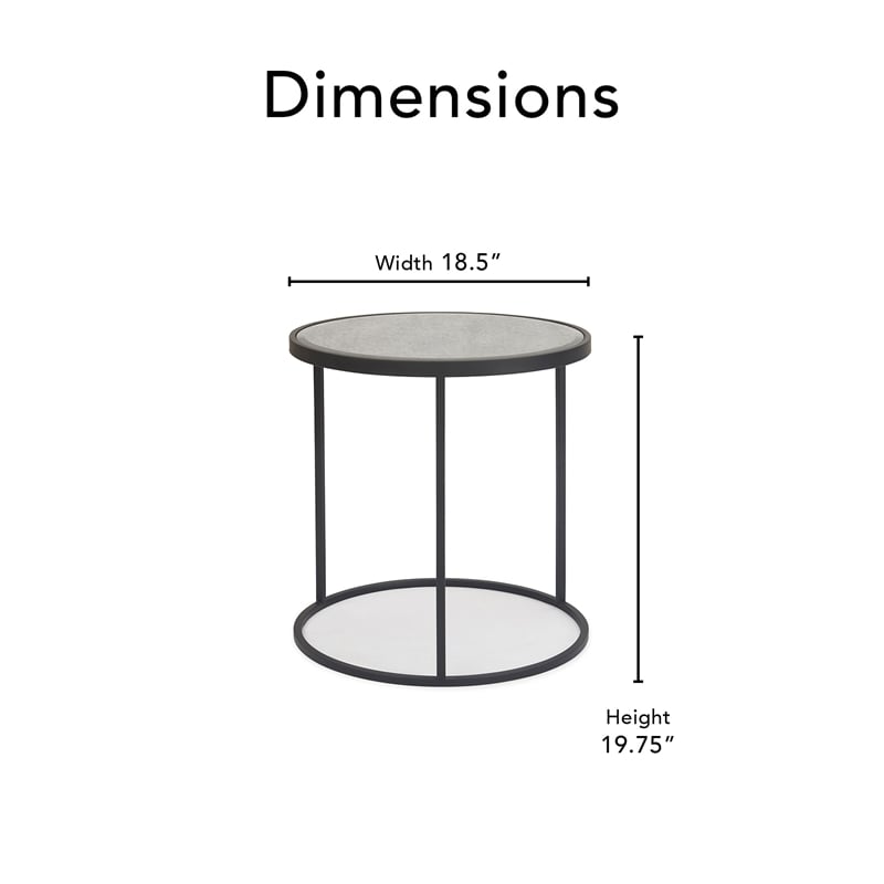 Finch Gramercy Round Mirrored Side Table Black
