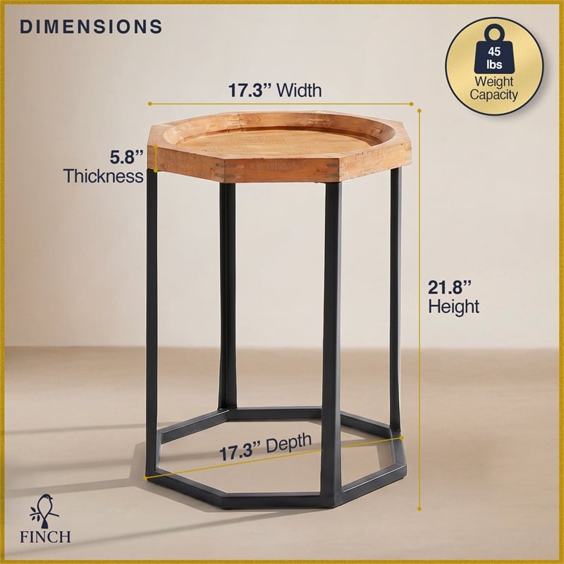 Finch Grayson Wooden Side Table Light Beige