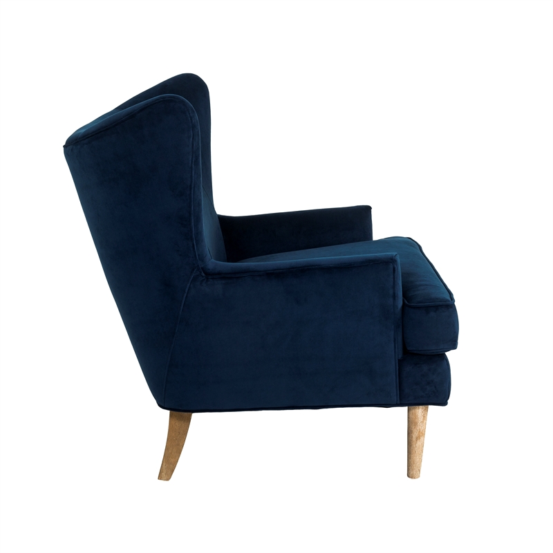 Finch Wyatt Wingback Fabric Upholstered Chair in Dark Blue
