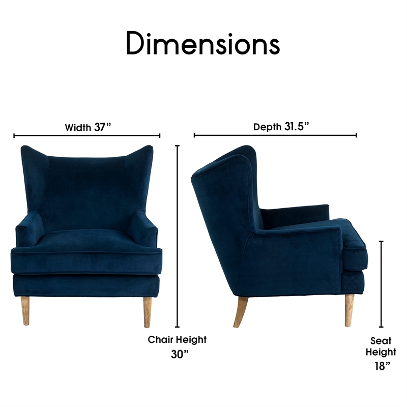 Finch Wyatt Wingback Fabric Upholstered Chair in Dark Blue