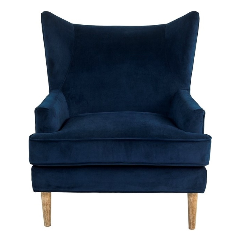 Finch Wyatt Wingback Fabric Upholstered Chair in Dark Blue