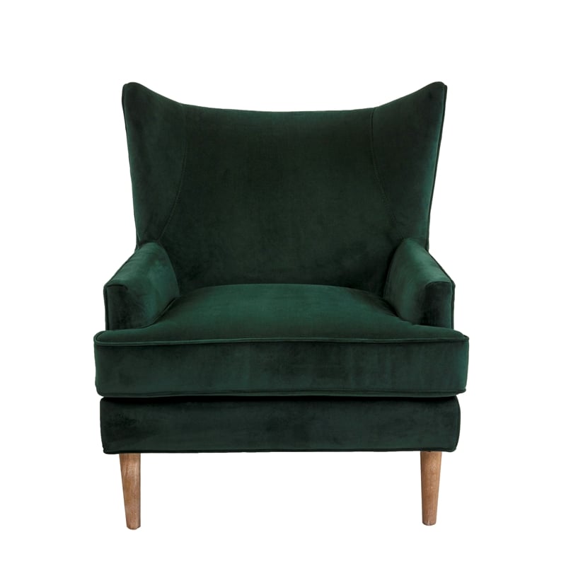 Finch Wyatt Wingback Fabric Upholstered Chair in Emerald Green