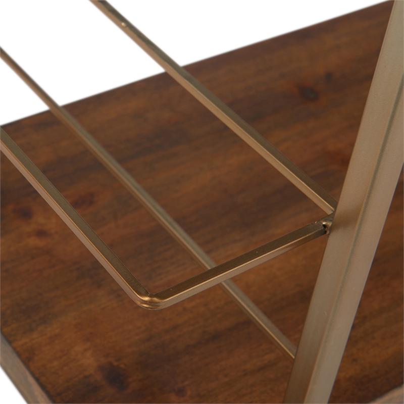Finch Maxwell Metal Frame Kitchen Bar Cart with Wheels in Gold/Brown
