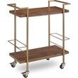 Finch Maxwell Metal Frame Kitchen Bar Cart with Wheels in Gold/Brown