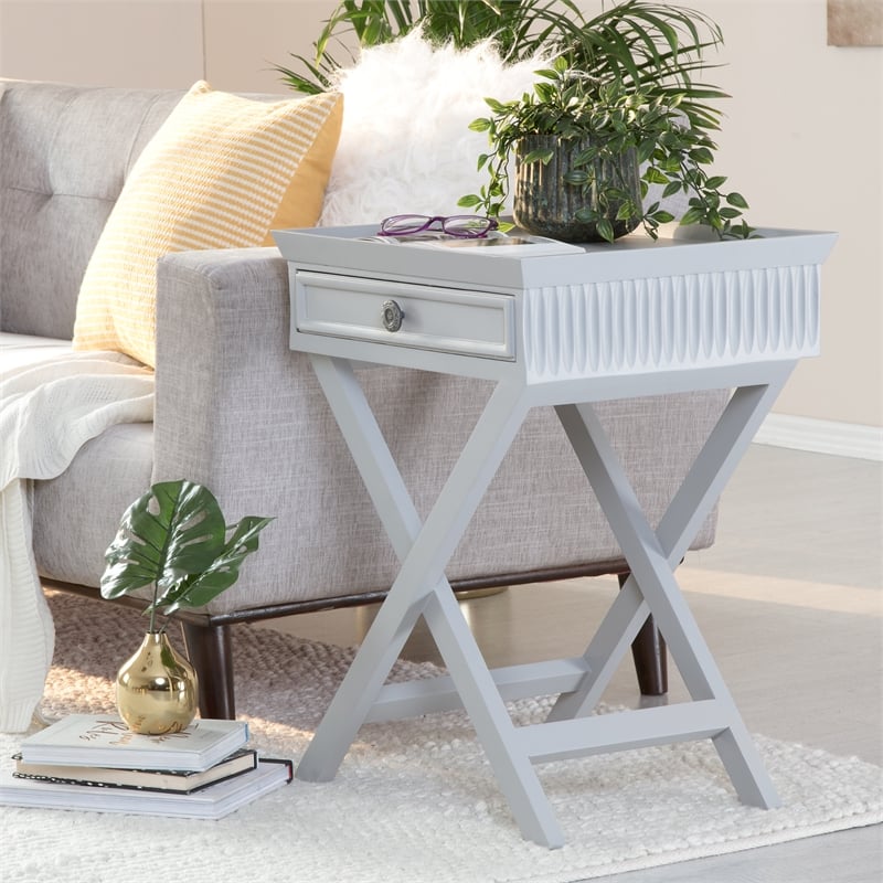 Finch Ashby Bedside Table with Drawer Gray