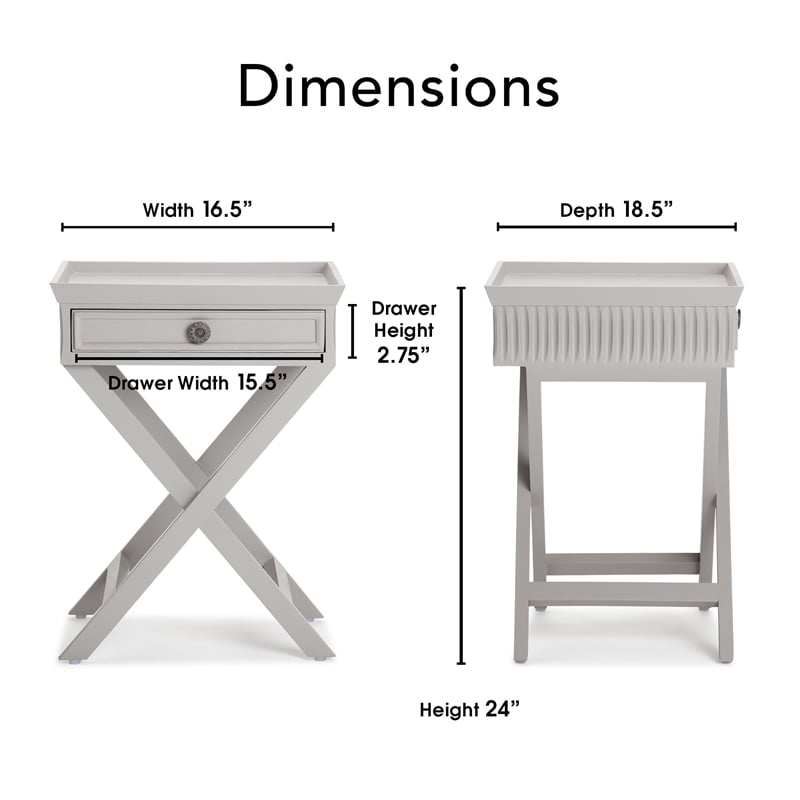 Finch Ashby Bedside Table with Drawer Gray