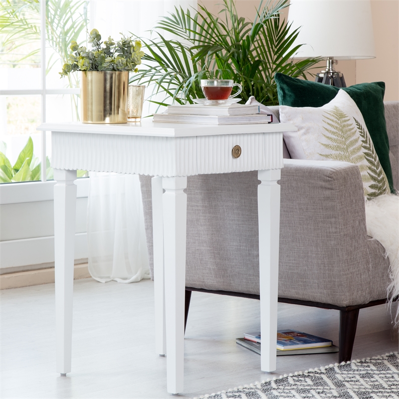 Finch Atwood Side Table with Drawer White