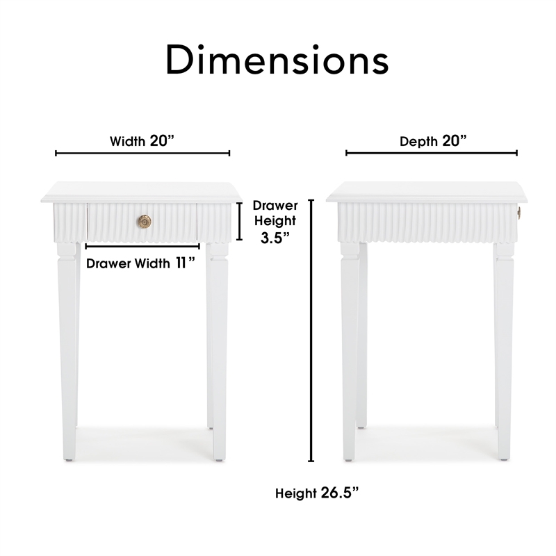 Finch Atwood Side Table with Drawer White